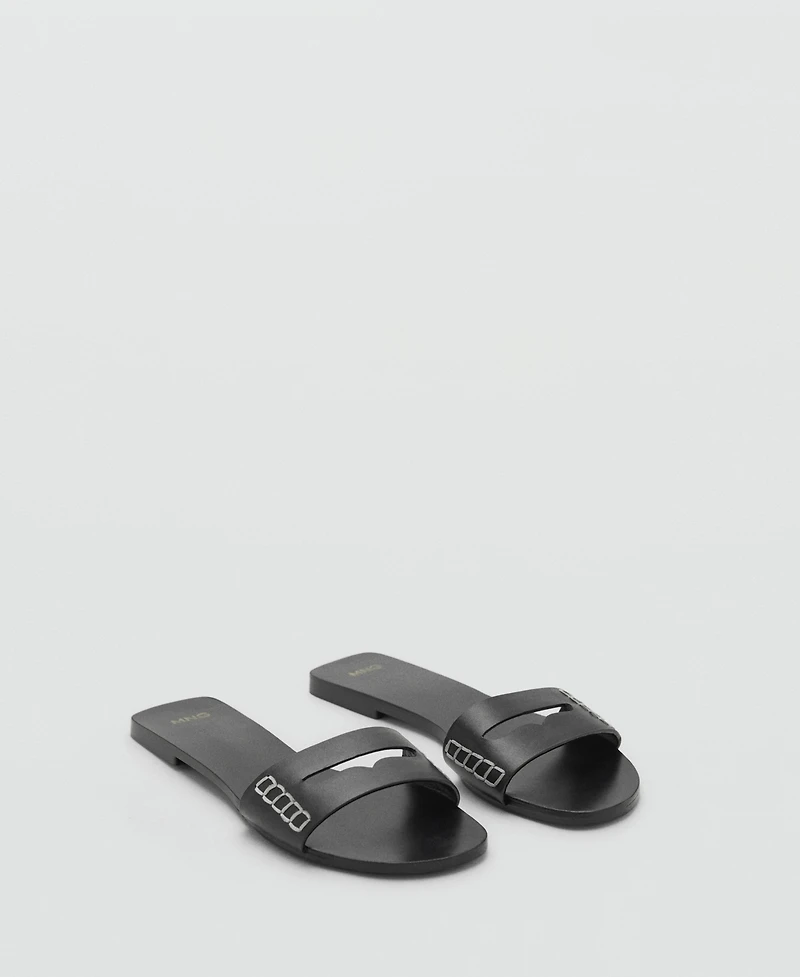 Mango Women's Wide Strap Leather Sandals