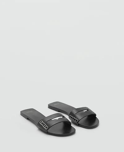 Mango Women's Wide Strap Leather Sandals