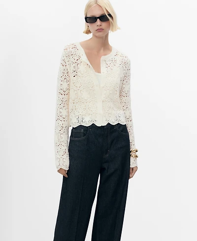 Mango Women's Crochet Knitted Cardigan