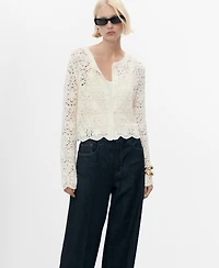 Mango Women's Crochet Knitted Cardigan