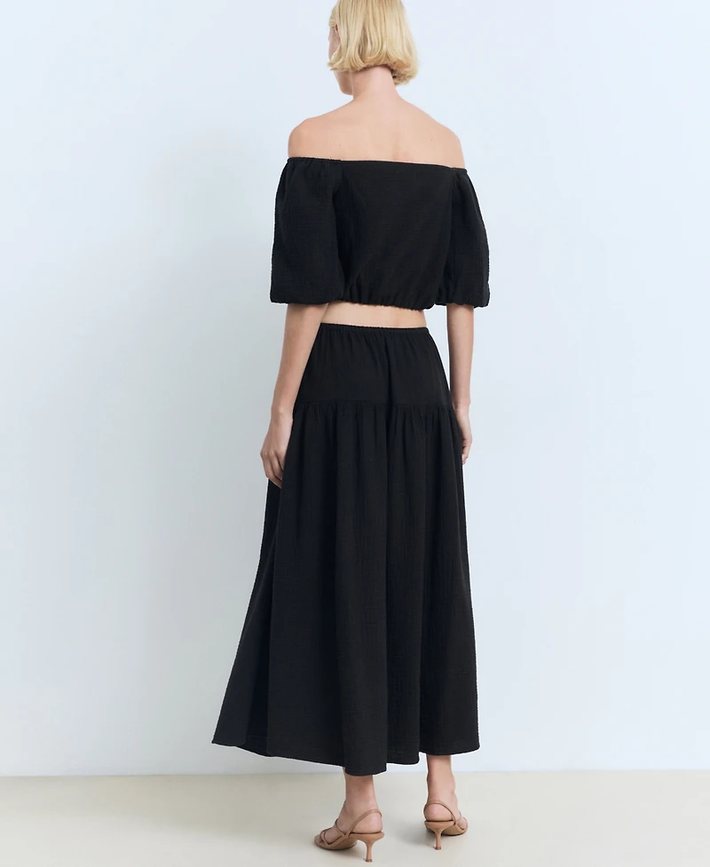Mango Women's Cotton Drawstring Skirt