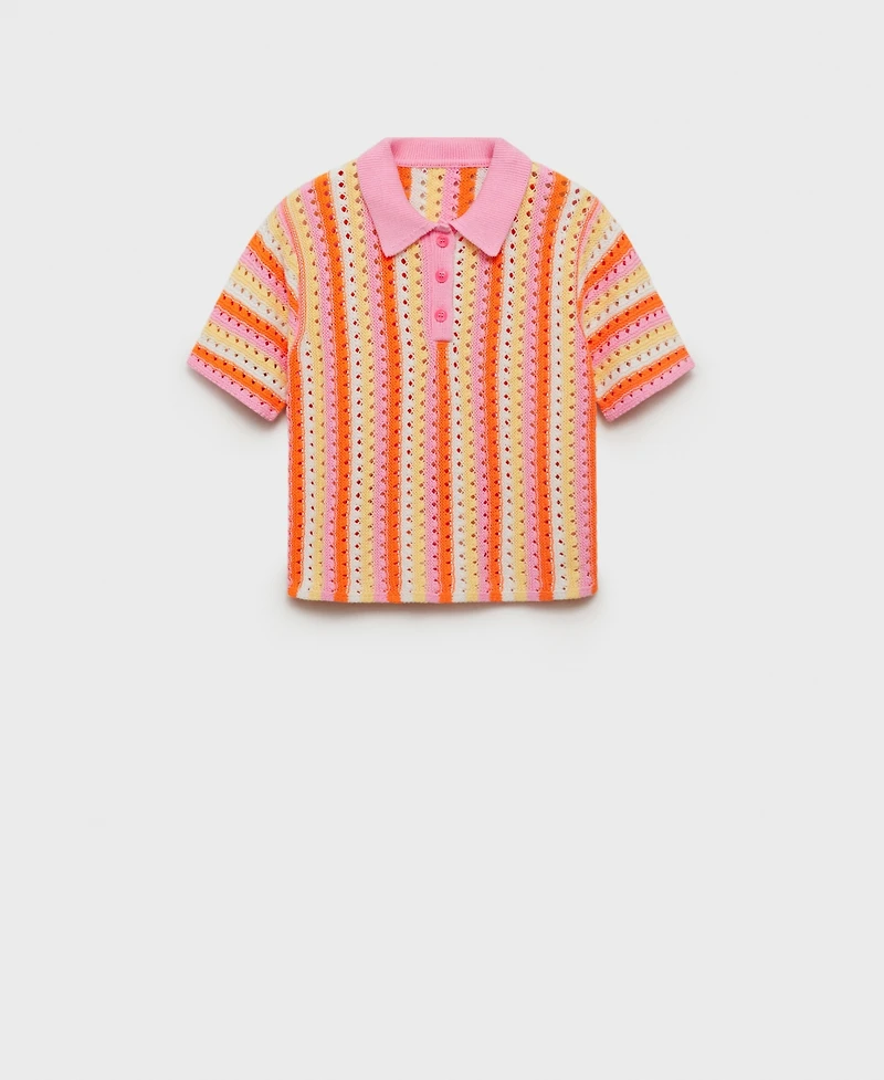 Mango Women's Striped Openwork Knit Sweater