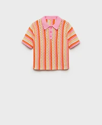 Mango Women's Striped Openwork Knit Sweater