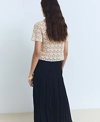 Mango Women's Short-Sleeved Crochet Sweater