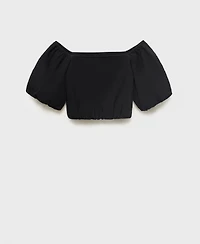 Mango Women's Puff Sleeve Strapless Blouse