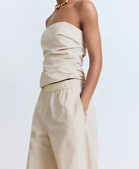 Mango Women's Paper Bag Cotton Pants
