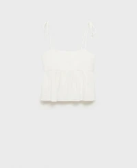 Mango Women's Ruffled Cotton Top