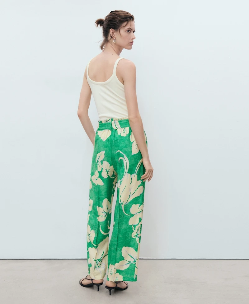 Mango Women's Belt Printed Pants