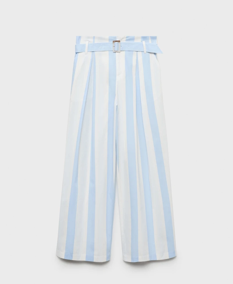 Mango Women's Belt Striped Culotte Pants