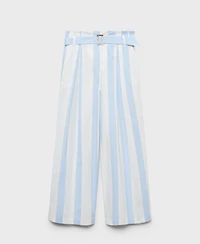 Mango Women's Belt Striped Culotte Pants