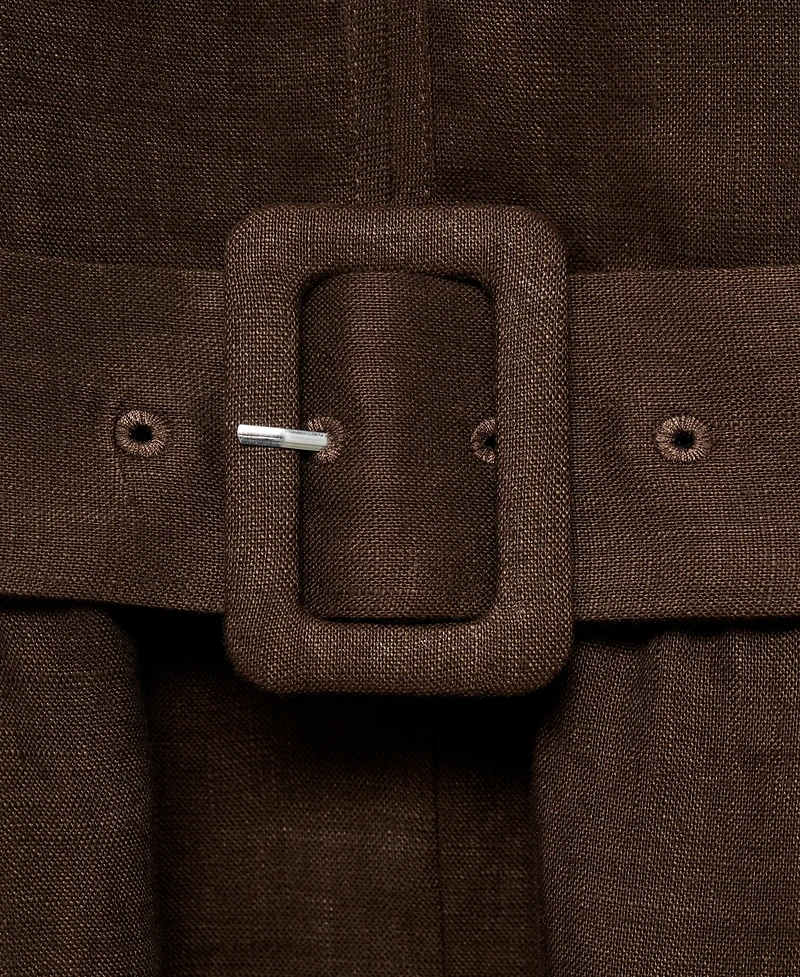 Mango Women's Belt Linen Dress