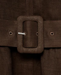 Mango Women's Belt Linen Dress