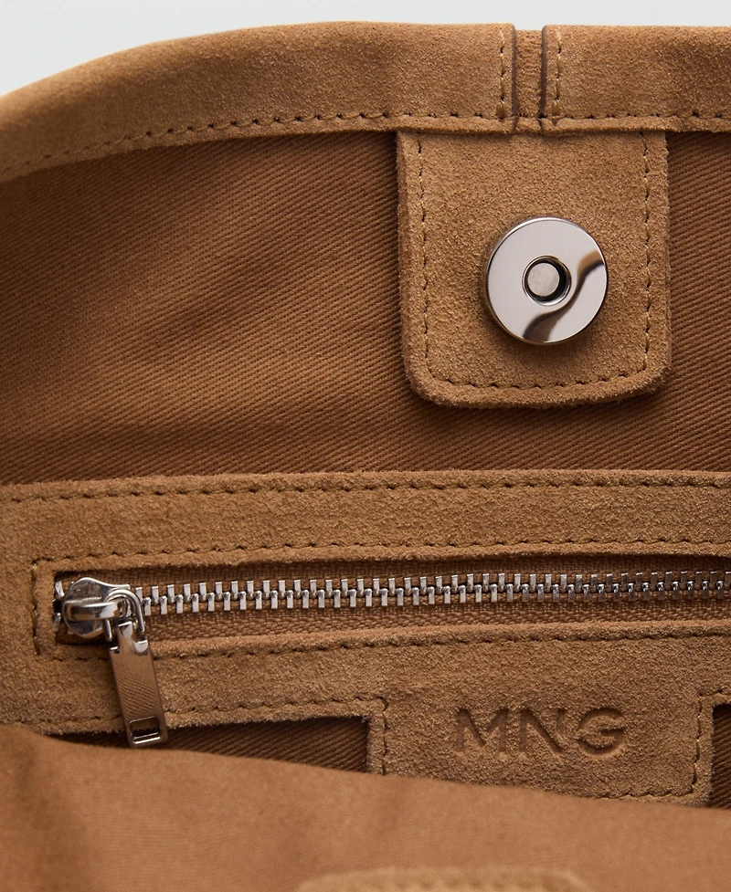 Mango Women's Leather Bucket Bag