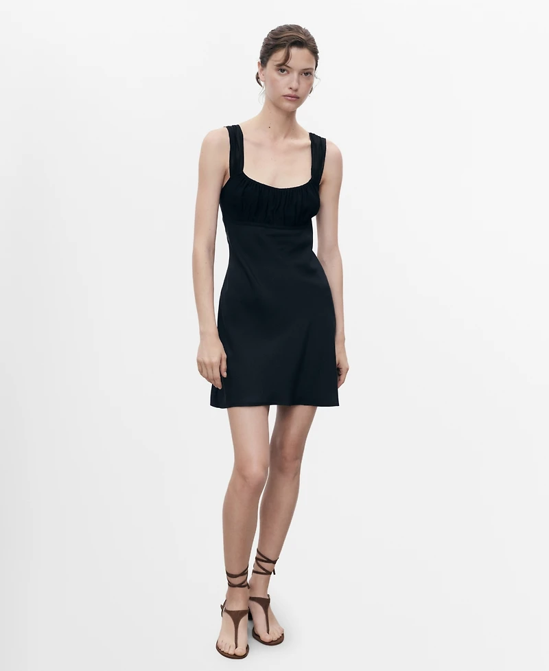 Mango Women's Ruched Neckline Short Dress