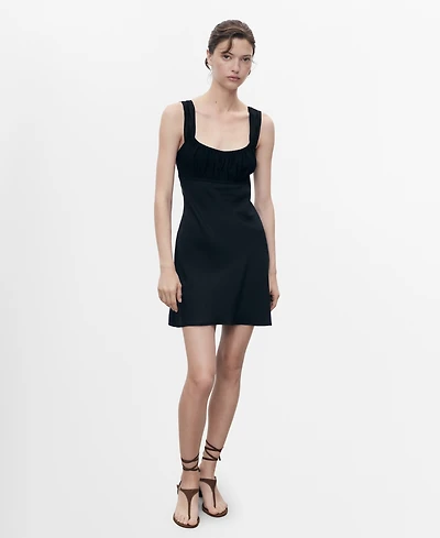 Mango Women's Ruched Neckline Short Dress