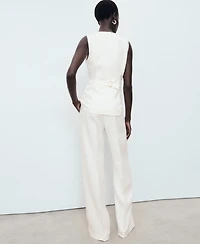 Mango Women's Suit-Style Linen Jumpsuit