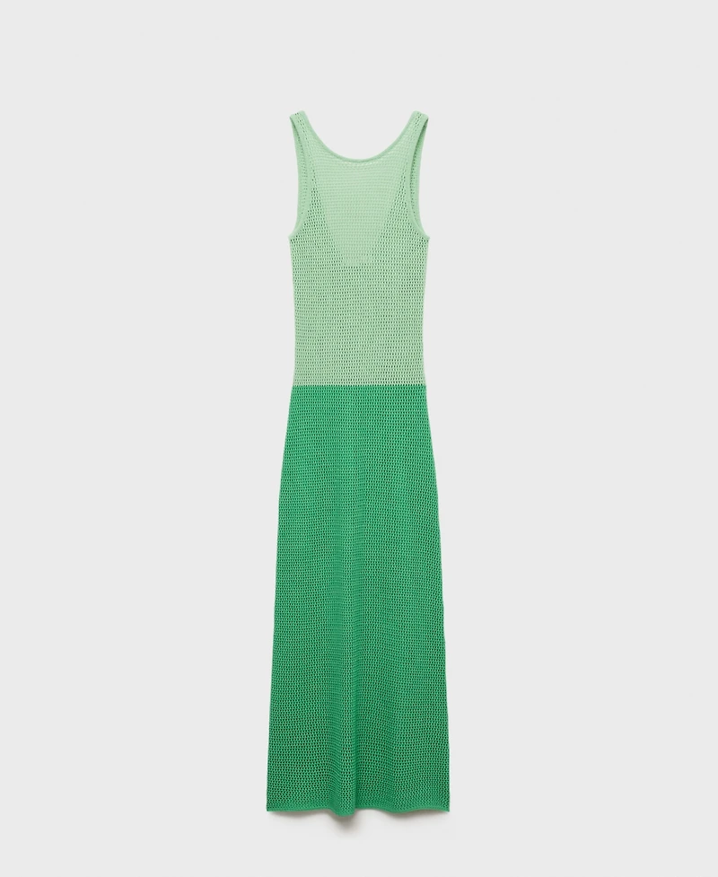 Mango Women's Long Two-Tone Crochet Dress