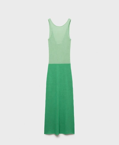 Mango Women's Long Two-Tone Crochet Dress