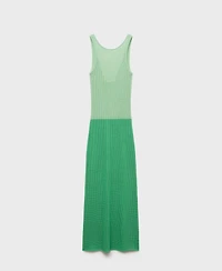 Mango Women's Long Two-Tone Crochet Dress