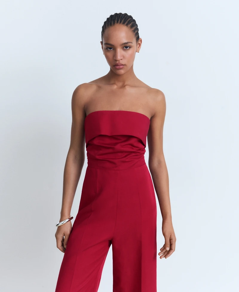 Mango Women's Long Strapless Jumpsuit
