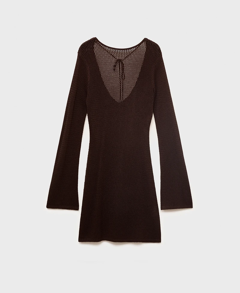 Mango Women's Open Back Crochet Dress