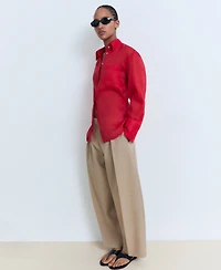Mango Women's Linen-Blend Balloon Pants