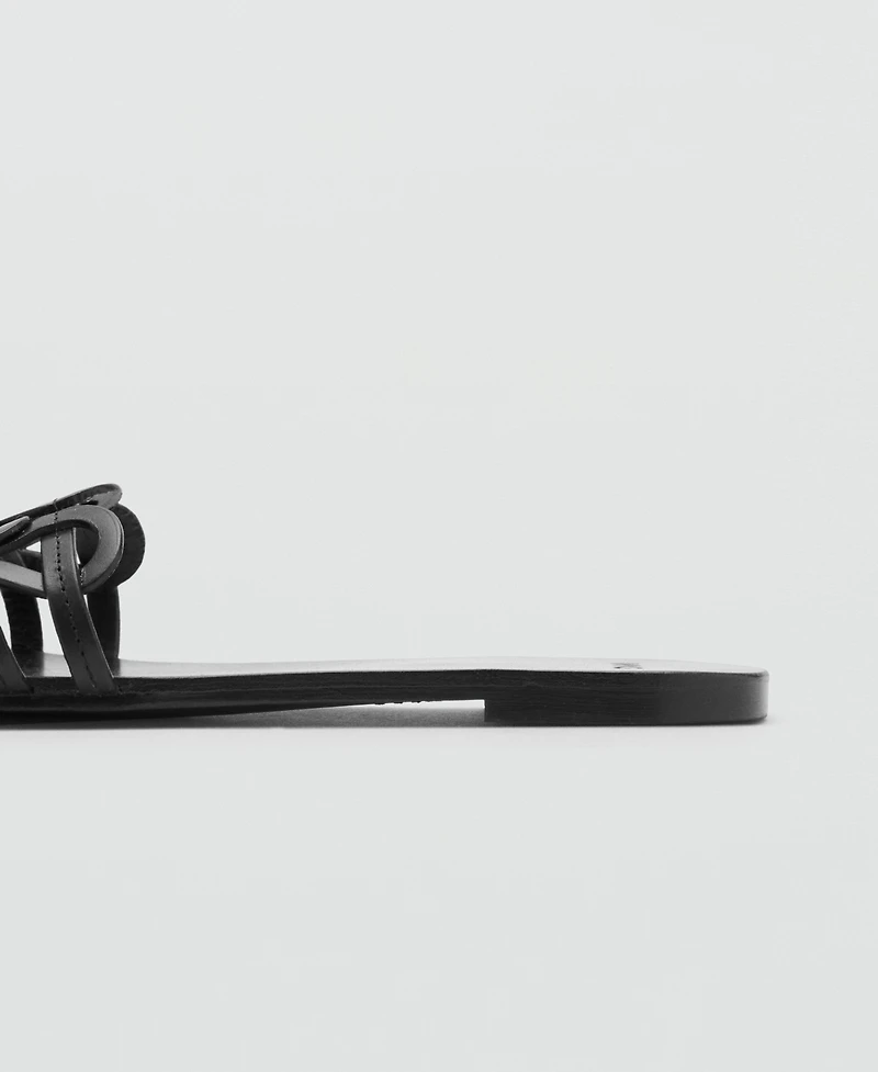 Mango Women's Intertwined Strap Leather Sandals