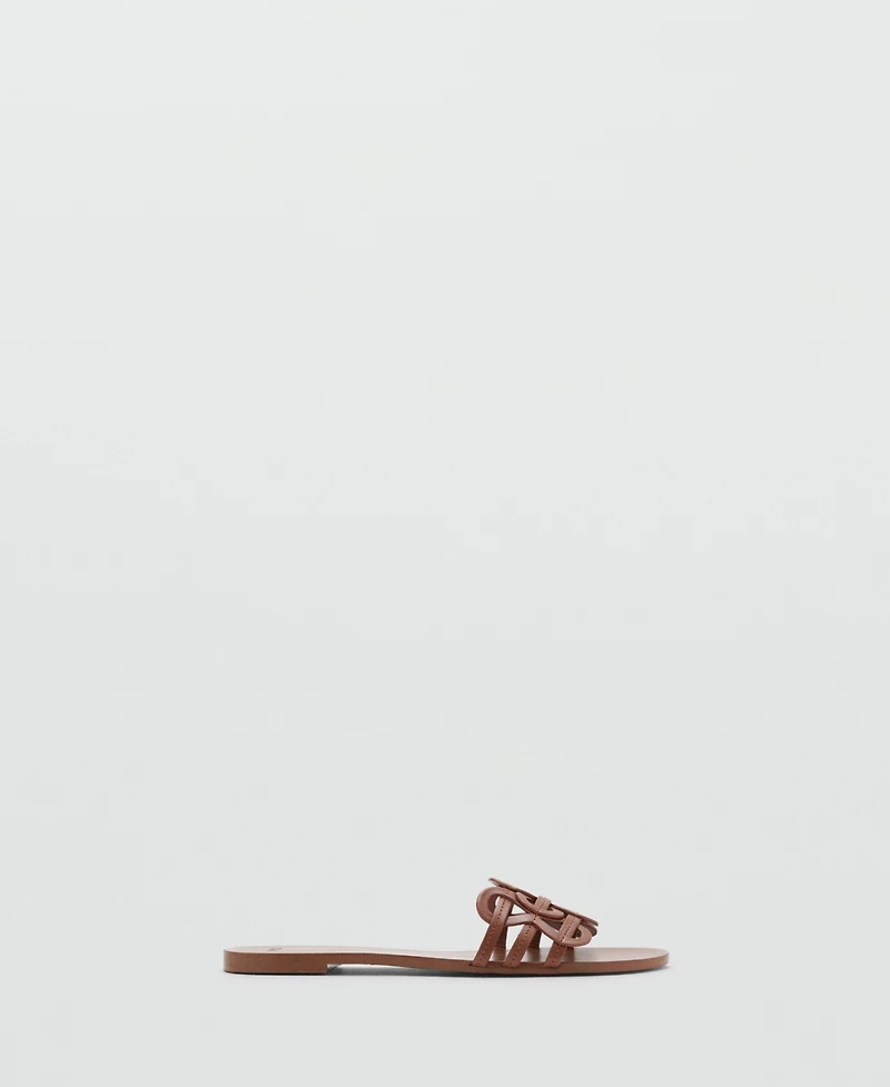 Mango Women's Intertwined Strap Leather Sandals