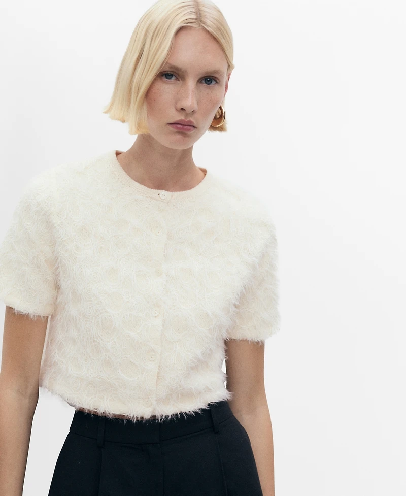 Mango Women's Knitted Cropped Cardigan