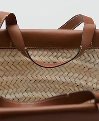 Mango Women's Large Double-Handle Natural Fiber Basket Bag