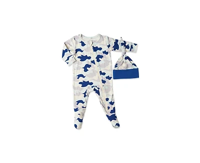 Baby Grey by Everly Boys Neutral Jersey Long Sleeve Footie & Hat Set