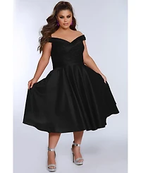 Celebrations by Sydney's Closet Women's Off-The-Shoulder Pleated Plus Size Party Dress