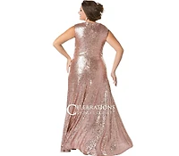 Celebrations by Sydney's Closet Women's V-Neck Sleeveless Sequin Maxi Dress