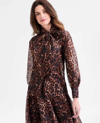 Anne Klein Women's Long-Sleeve Mock-Neck Blouse