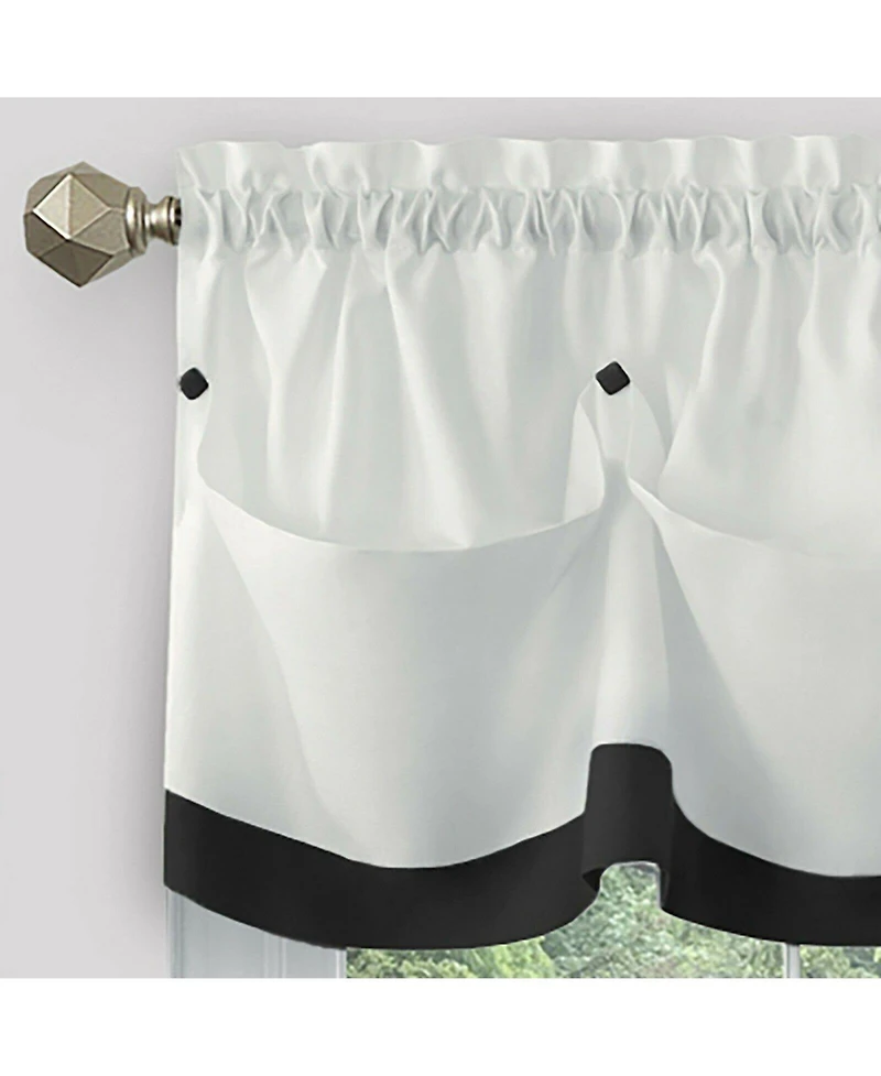 Kate Aurora Country Farmhouse Living Solid Colored Button Tuck Window Valance - 56in W x 14in L, Linen