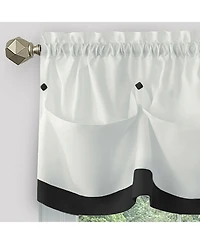 Kate Aurora Country Farmhouse Living Solid Colored Button Tuck Window Valance - 56in W x 14in L, Linen