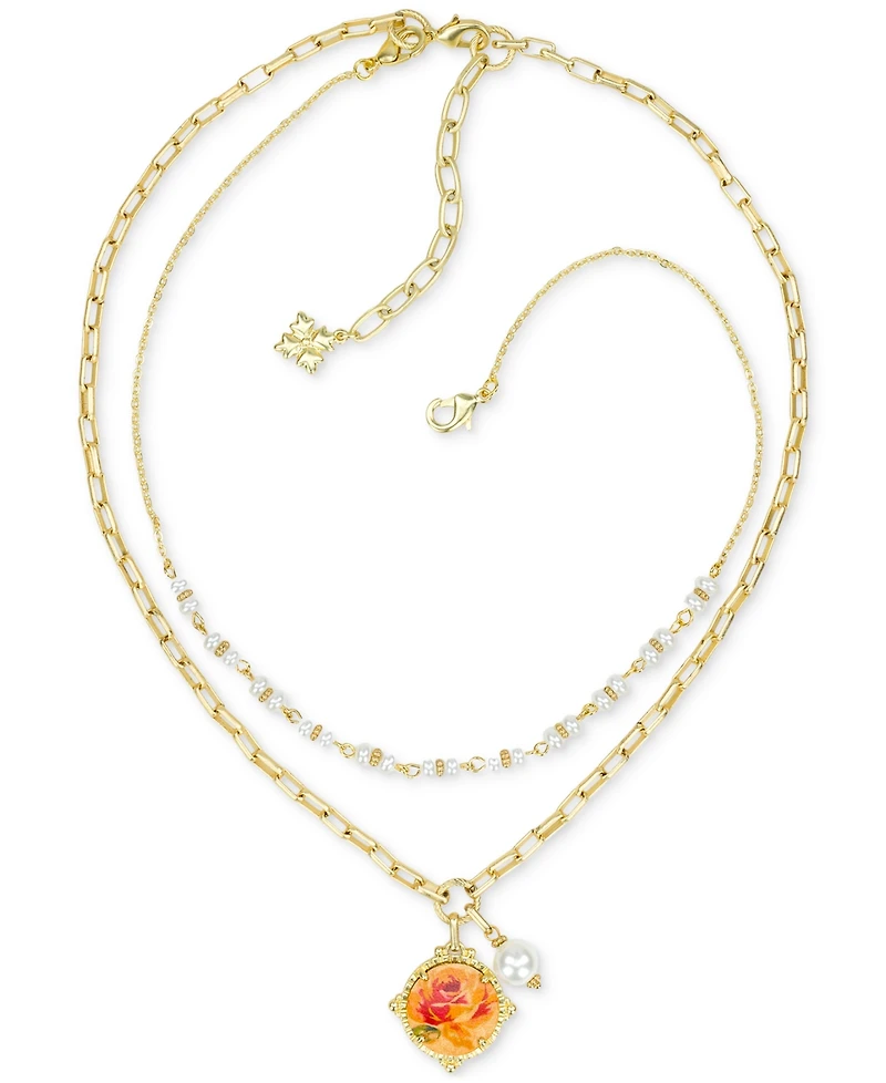 Patricia Nash Beaded Gold-Tone Double Strand Necklace, 18" + 3" extender
