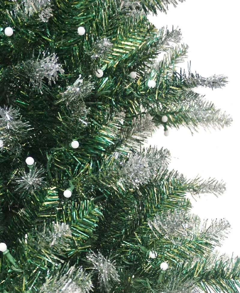 Puleo 7.5 ft. Pre-Lit Glistening Acadia Spruce Artificial Christmas Tree