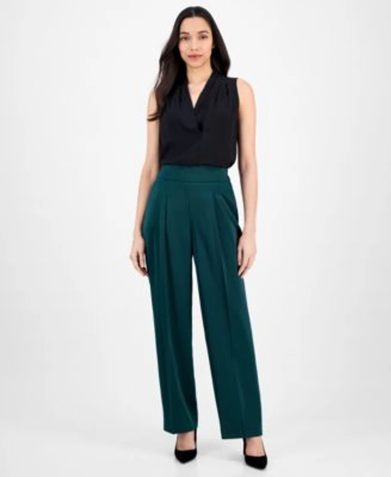 Anne Klein Womens Pull On High Rise Pleat Front Pants P Xxs Xxl
