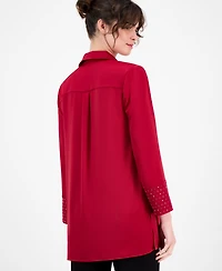 Anne Klein Women's Satin-Collar Studded-Cuff Top