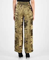 Anne Klein Women's Metallic Crepe High-Rise Wide-Leg Pants
