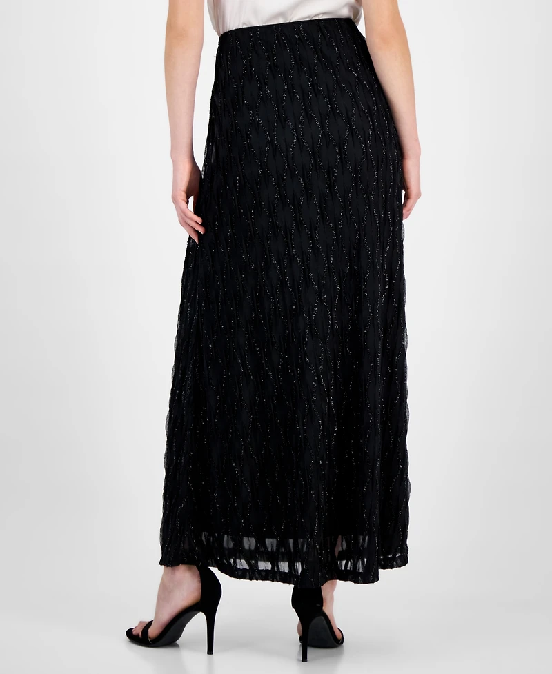 Anne Klein Women's Glitter Flared Maxi Skirt