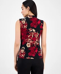 Anne Klein Women's Printed Surplice-Neck Shirred Top