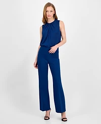 Anne Klein Women's Solid Wide-Leg Pull-On Compression Pants