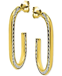 Giani Bernini Cubic Zirconia Channel-Set Oval Hoop Earrings Sterling Silver, Exclusively at Macy's