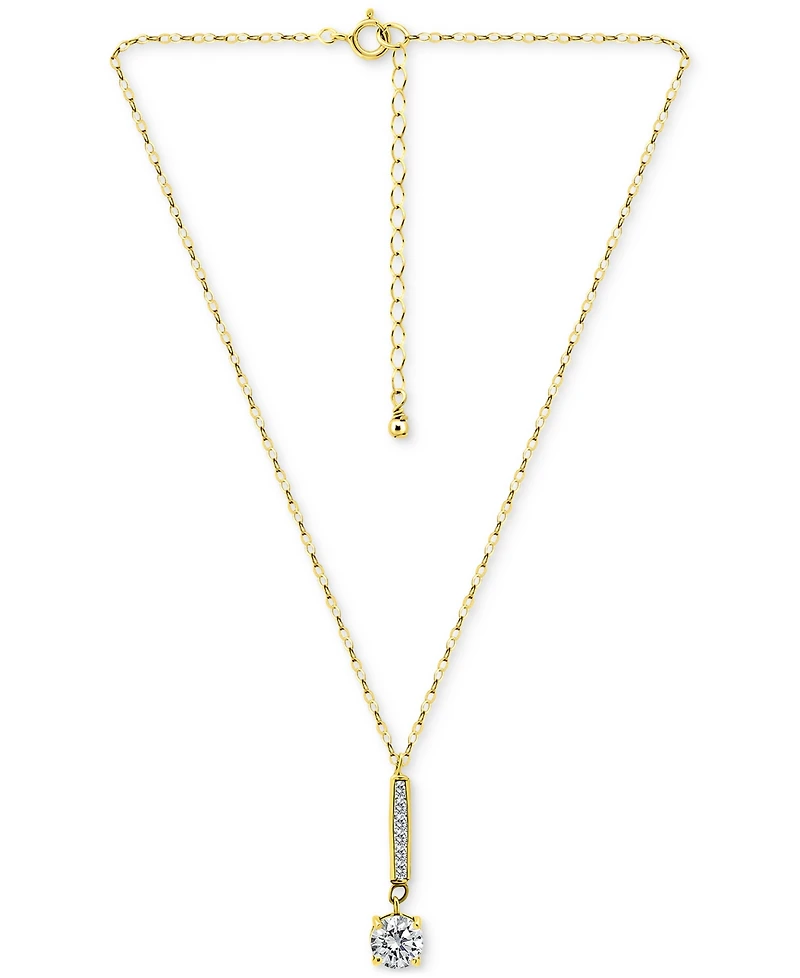Giani Bernini Round Cubic Zirconia Bar Drop Pendant Necklace, 16" + 2" extender, Macy's Exclusive