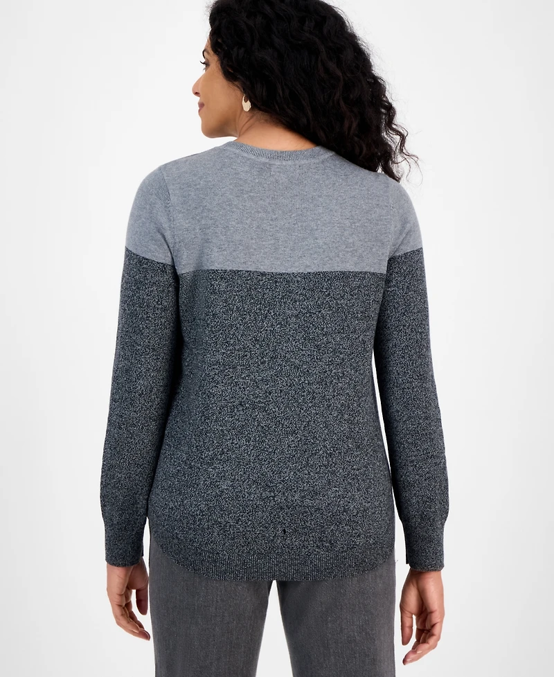Style & Co Women's Cotton Colorblocked Pullover Sweater, Macy's Exclusive