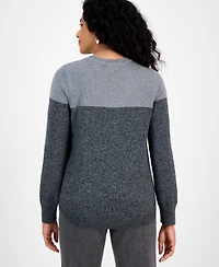 Style & Co Women's Cotton Colorblocked Pullover Sweater, Macy's Exclusive