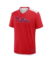 Fanatics Men's Red Philadelphia Phillies Walk Off V-Neck T-Shirt