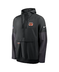 Nike Men's Black Cincinnati Bengals Sideline Anorak Half-Zip Hoodie Jacket